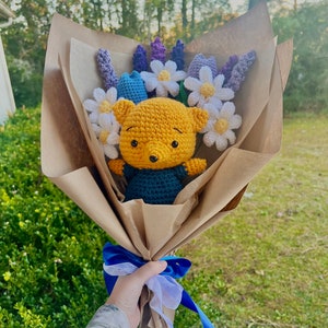 Winnie the Pooh Themed Bouquet Crochet Bouquet Anniversary Gift Birthday Gift Gift for her Gift for him image 1