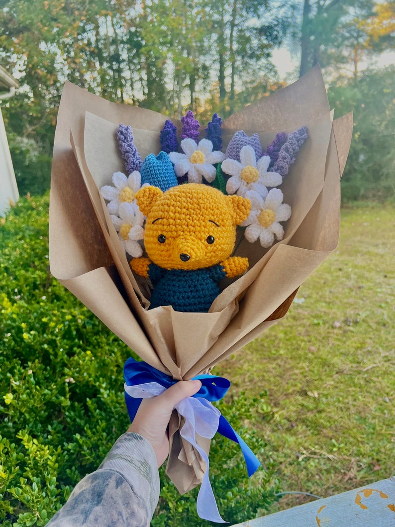 Winnie the Pooh Themed Bouquet Crochet Bouquet Anniversary Gift Birthday Gift Gift for her Gift for him image 1