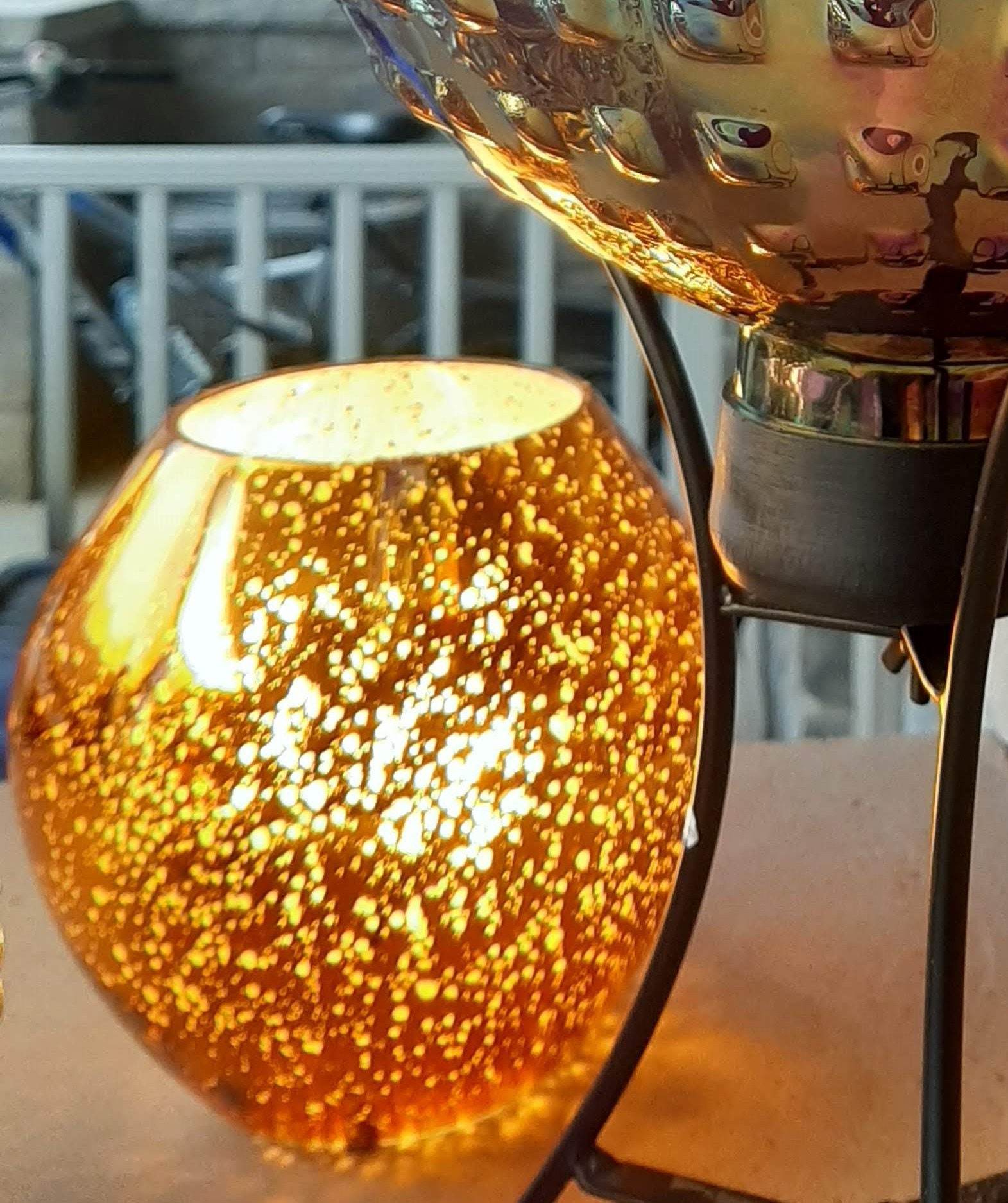 Ikea Knubbig Hand Blow Glass Starry Bling Copper Gold Lamp Etsy