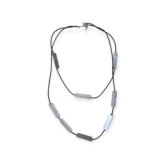 Statement dramatic necklace silver aluminum black… - image 6