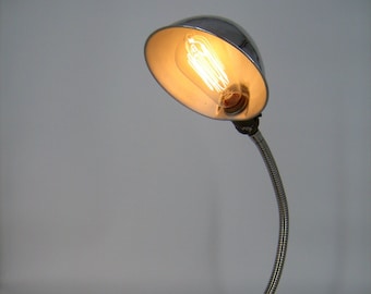 Vintage 1940s Art Deco Desk Lamp - Retro Industrial Rustic Gooseneck Cast Iron Table Lamp