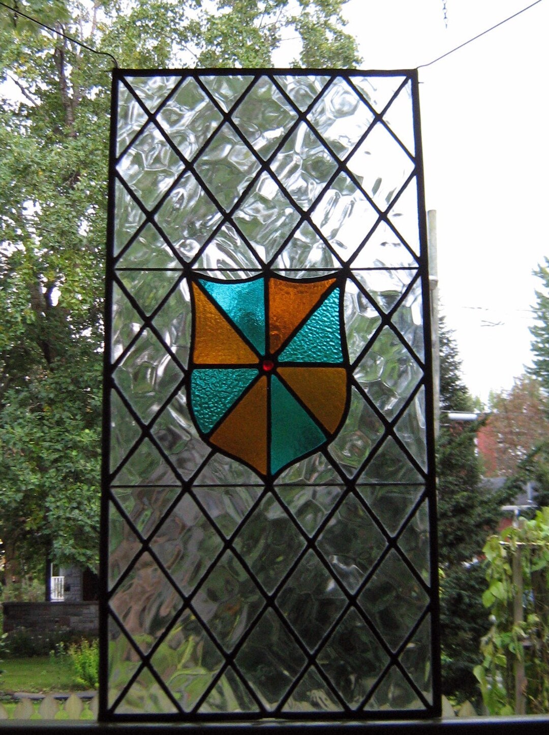 Antique Stained Glass Window Decor Panel Art Etsy