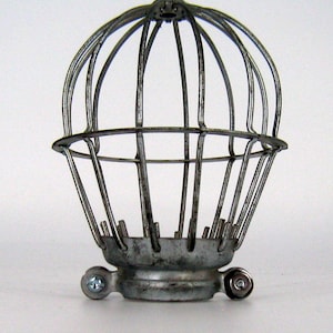 Vintage 1930s American Industrial Loxon Lamp Guard | Industrial Pendant Lighting, Galvanized Steel Wire Cage,Antique collection