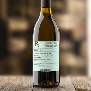 Personalized Prescription Wine Label Red White Rose Vinyl Sticker Funny Novelty Gift Birthday Anniversary