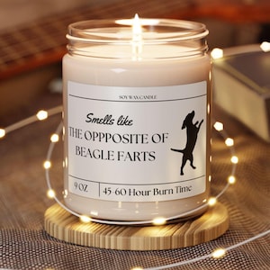 Funny Beagle Gift Candle: Soy Wax, 9oz, 45-60 Hour Burn