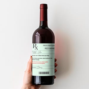 Personalized Prescription Wine Label Red White Rose Vinyl Sticker Funny Novelty Gift Birthday Anniversary
