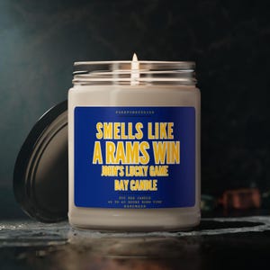 Personalized Rams Win Soy Candle: Game Day Decor