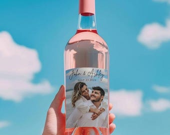 Etiquette photo pour bouteille de vin, Etiquette de vin personnalisée, Cadeau d&#39;anniversaire, Etiquette de vin de mariage personnalisée, Etiquette de vin de mariage, Cadeau de mariage, IMPRIMÉE