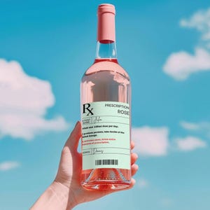 Personalized Prescription Wine Label Red White Rose Vinyl Sticker Funny Novelty Gift Birthday Anniversary