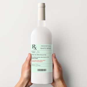 Personalized Prescription Wine Label Red White Rose Vinyl Sticker Funny Novelty Gift Birthday Anniversary