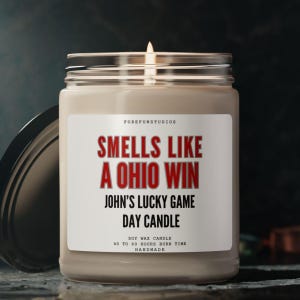 Personalized Ohio Win Soy Candle: Game Day Decor
