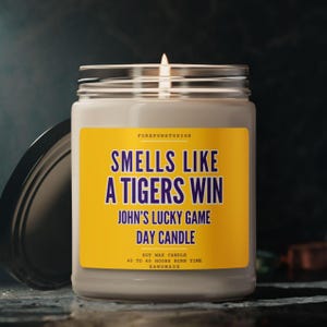 Tigers Win Soy Wax Candle: Game Day Decor
