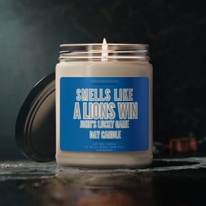 Lions Win Soy Candle: Detroit Football Game Day Decor
