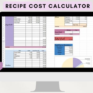 Recipe Cost Calculator// Google Sheets Template// Baking Cost Calculator// Baking Business Help