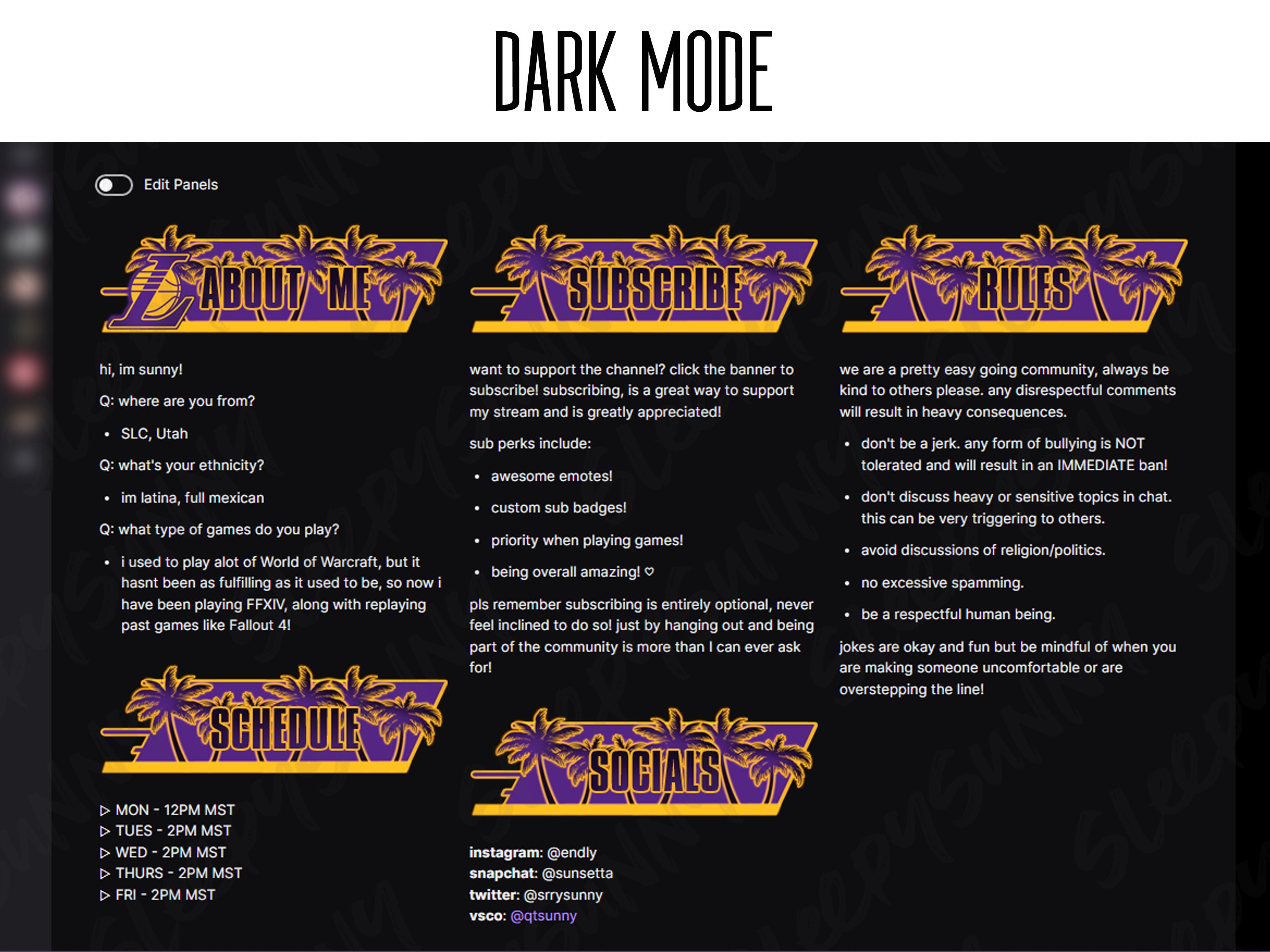 LA Lakers Twitch Panels - Etsy