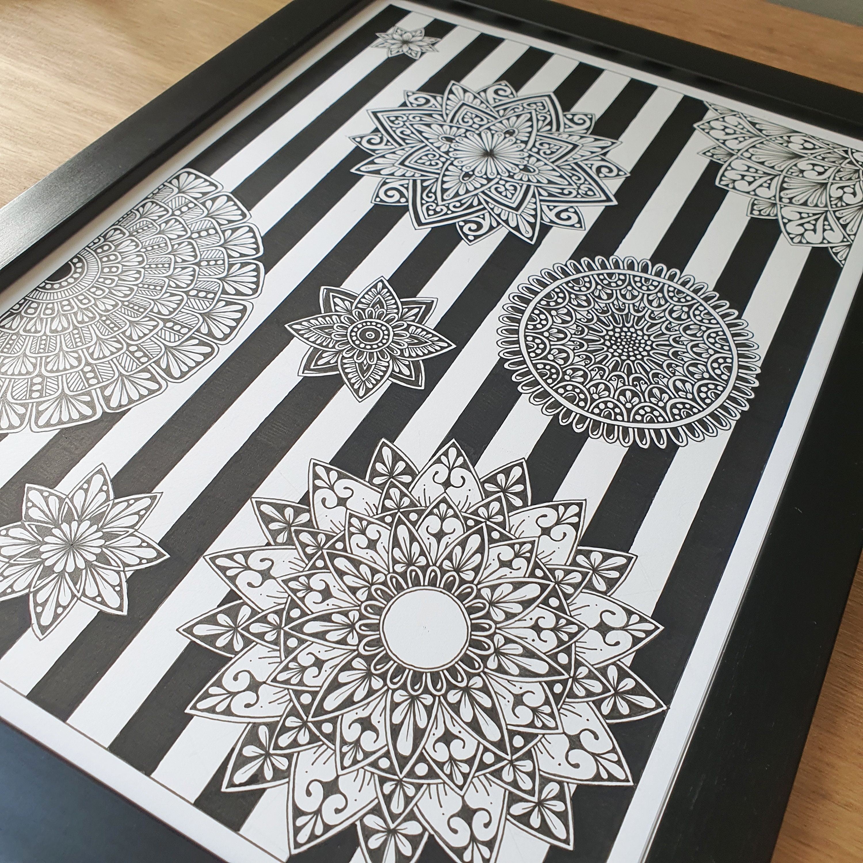 Hand Drawn Mandala Artwork Framed A4 Wall Art ORIGINAL Etsy