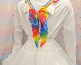 Sweet Adult Suspenders, with wings! For skirts or pants! Rainbow, Ruffles, Big Bow 1006