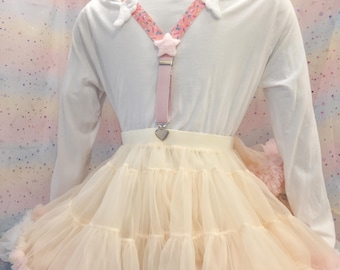 Sweet Adult Suspenders, with wings! For skirts or pants! pink, white, sprinkles, bunny, bows, ruffles 1003