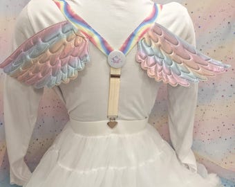 Sweet Adult Suspenders, with wings! For skirts or pants! Pastel Ribbon 1029