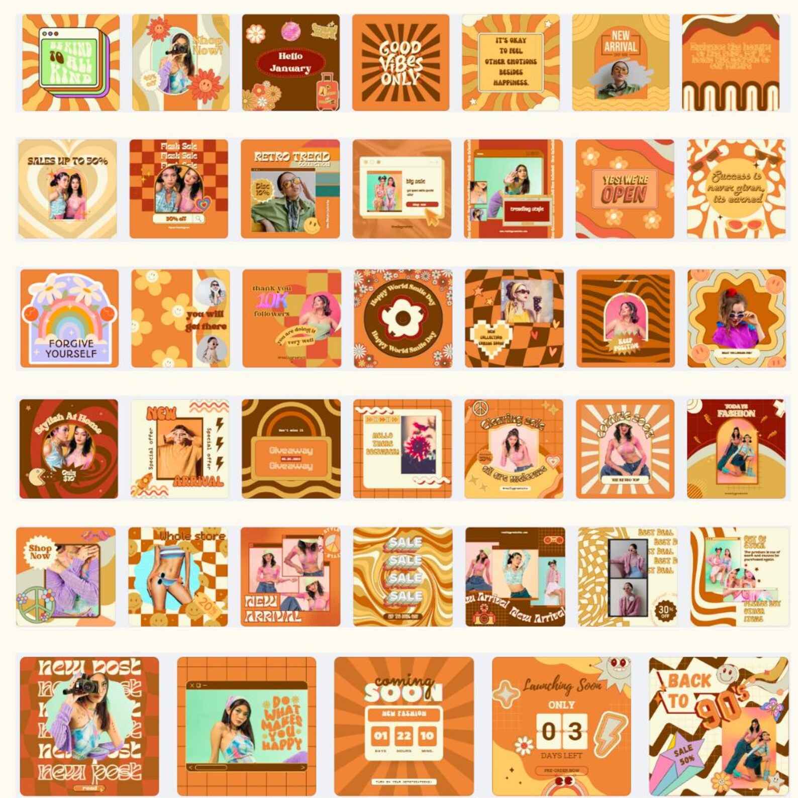 Instagram Post Templates, Retro Instagram Templates , 90's Social Media ...