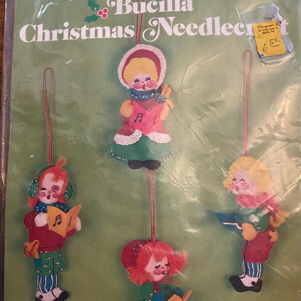 Needlepoint kit -  jeweled holiday ornaments Carolers Bucilla 3386 Christmas