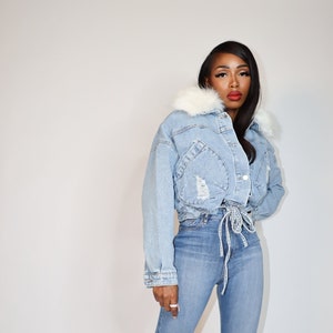 Furry jean jackets clearance