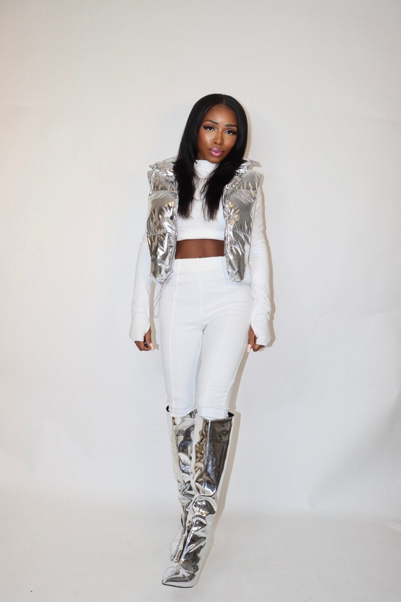 Luxe Silver Metallic Puffer Vest