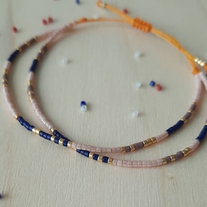 Multi-row colorful summer bracelet with pearls MIYUKI Navy Blue Pink Parma Gold boho summer boho style ESPIÈGLERIES image 1