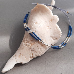 Bracelet été coloré multi rangs avec perles MIYUKI bleues et Dorées bracelet amitié zdjęcie 7