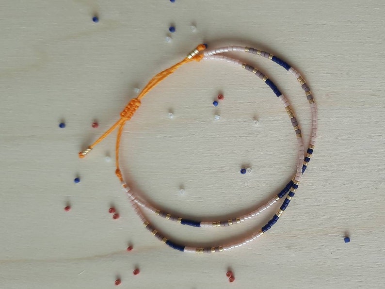 Multi-row colorful summer bracelet with pearls MIYUKI Navy Blue Pink Parma Gold boho summer boho style ESPIÈGLERIES image 5
