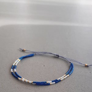 Bracelet été coloré multi rangs avec perles MIYUKI bleues et Dorées bracelet amitié zdjęcie 6