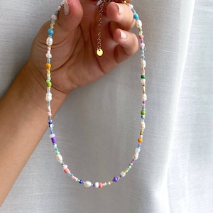 Malibu - handmade colorful necklace with colorful beads | colorful pearl choker | Freshwater pearl necklace | Freshwater pearls | Gift for her