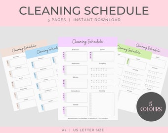 Weekly Cleaning Schedule, Printable Cleaning Checklist, Cleaning Planner, House Cleaning Schedule, ADHD Clean Home, Chores Schedule