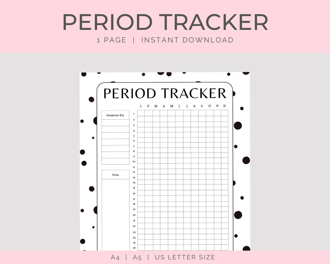 Printable Period Tracker Symptom Tracker Period Journal Ovulation Tracker Fertility Planner