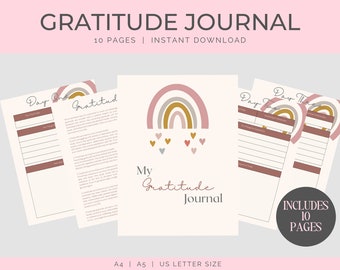 Daily Gratitude Journal | Gratitude Planner | Printable Journal | Wellness Journal | Digital Journal | PDF | Digi Download A5, A4, US Letter