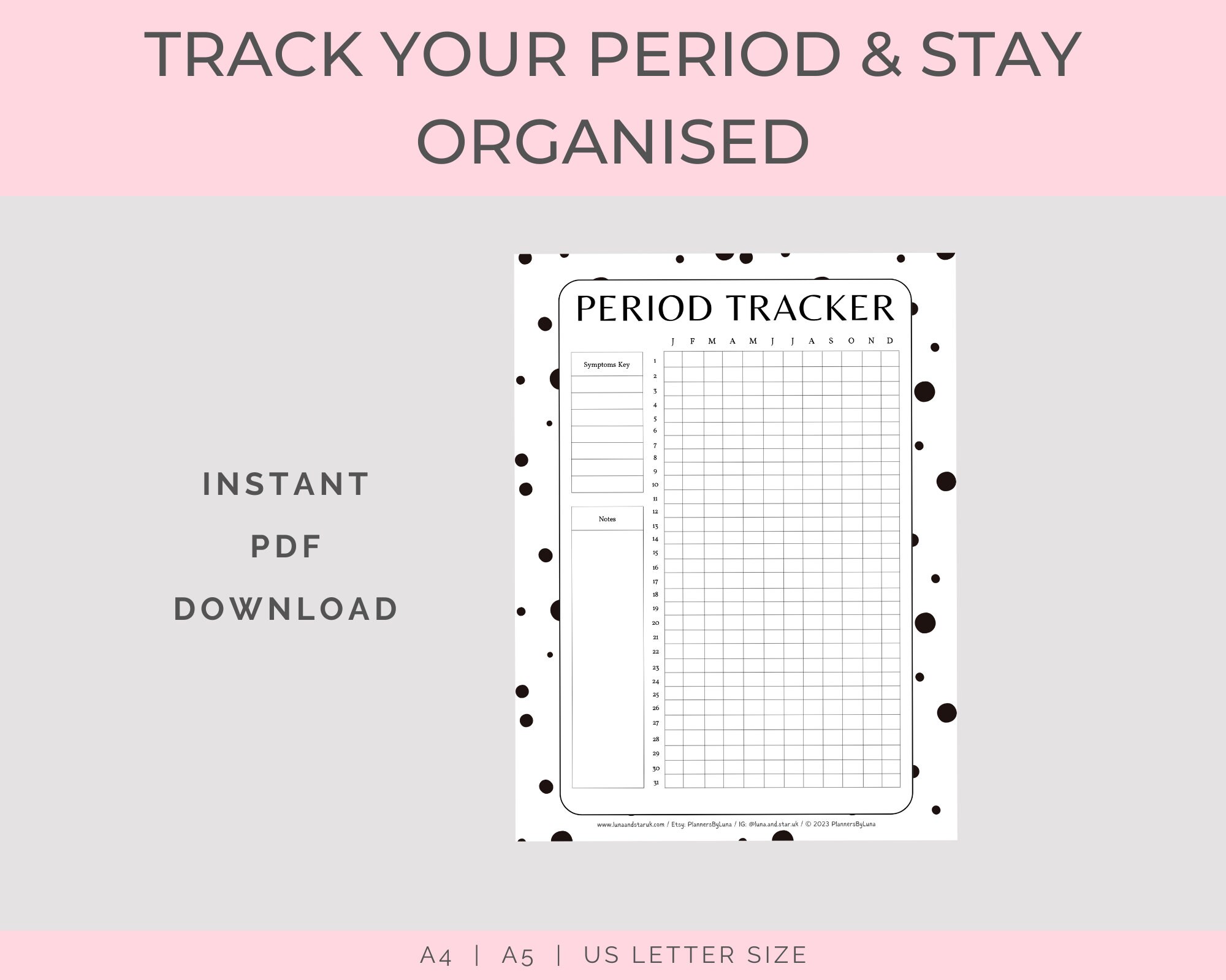 Printable Period Tracker Symptom Tracker Period Journal Ovulation Tracker Fertility Planner