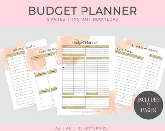 Monthly Budget Planner Printable | Financial Journal | Monthly Budget Sheet PDF | Personal Budget Worksheet | Expense & Income Tracker A5 A4