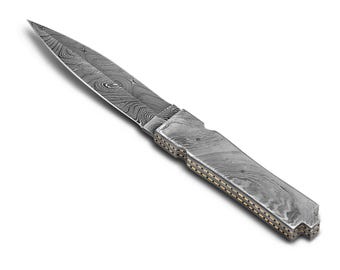 Handmade Damascus Steel Knife | Camping, Hunting, Carving | Leather Sheath