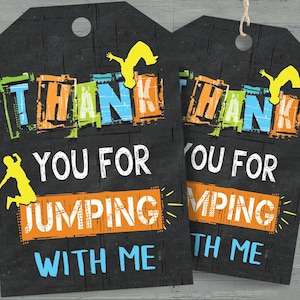 Boy Jump Thank You Favor Tags - Trampoline Party Favors - Bounce House Tag - INSTANT DOWNLOAD