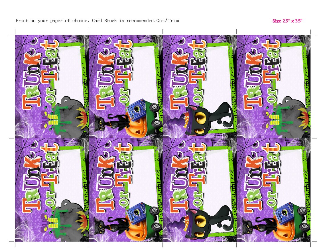 Trunk or Treat Contest Ballot Cards Halloween Blank Voting Etsy