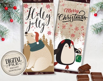 Christmas Chocolate Bar Wrapper - Merry Christmas Teacher Gifts - Printable Holiday Candy Favors - Hershey's Label - INSTANT DOWNLOAD