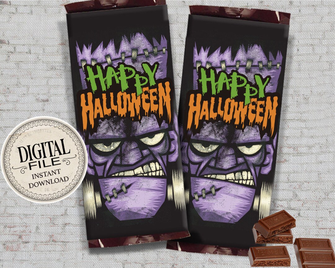Frankenstein Halloween Candy Bar Wrapper Printable Candy Bar - Etsy