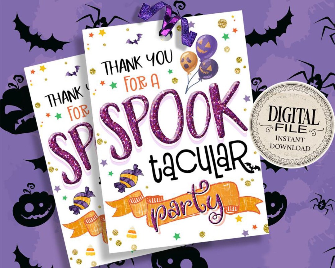 Halloween Party Favor Tags Printable Thank You Spooktacular - Etsy
