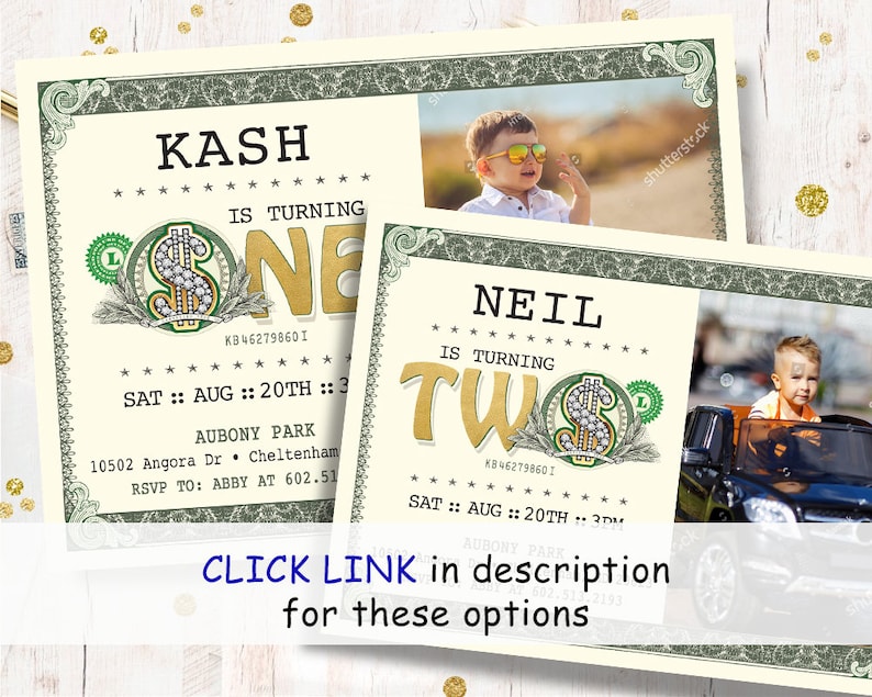 Dollar Bill Birthday Invitation Money Invitations Birthday Etsy