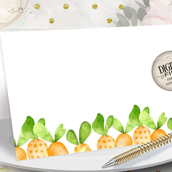 Easter Place Cards - Carrot Buffet Cards - Spring Food Tent Cards - Vegetable Food Labels - Name Seating Cards Watercolor - INSTANT DOWNLOAD