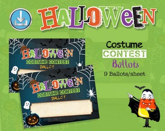 Halloween Costume Contest Ballot Tags Voting Cards - Printable Entry Card Halloween Printable Ballots INSTANT DOWNLOAD