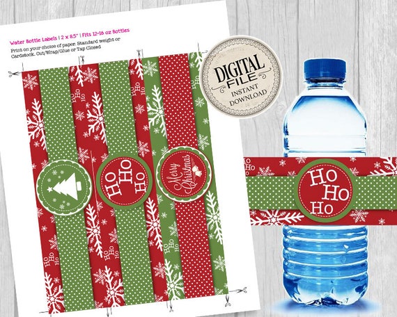 Christmas Water Bottle Labels, Santa Claus Water Bottle Wrappers, Christmas  Party Decorations, Christmas Holiday Printable Decorations #1064
