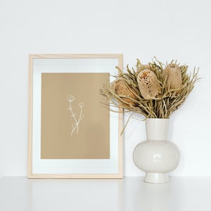 Beige minimalist boho floral wall art print downloads