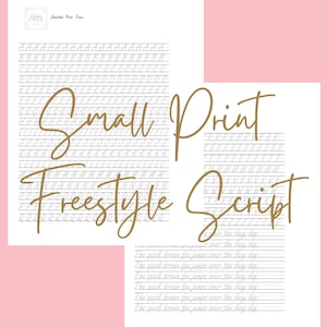 Escritura a mano de guión de estilo libre con letra pequeña, imprimible, letras a mano, práctica de rastreo, imprimir en casa archivo pdf