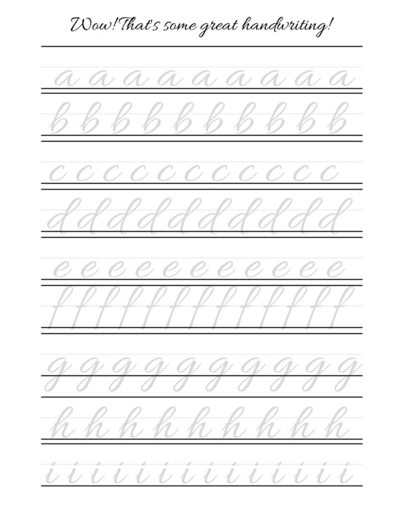 Large print cursive lettering handwriting practice | Etsy